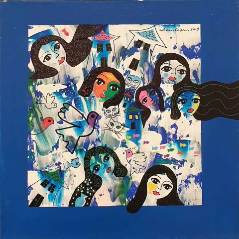VOLKAN COŞKUN — “İsimsiz”, 2019 "İsimsiz" eseri VOLKAN COŞKUN tarafından 2019 yılında 25x25 cm ölçülerinde Tuval üzeri akrilik boya tekniği ile yapılmıştır.