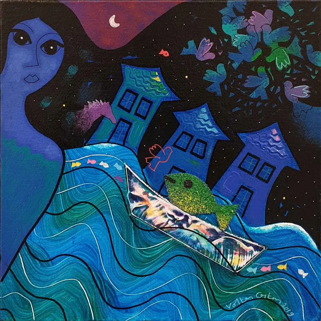 VOLKAN COŞKUN — “İsimsiz”, 2019 "İsimsiz" eseri VOLKAN COŞKUN tarafından 2019 yılında 25x25 cm ölçülerinde Tuval üzeri akrilik boya tekniği ile yapılmıştır.