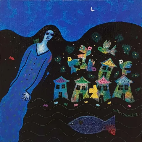 VOLKAN COŞKUN — “İsimsiz”, 2019 "İsimsiz" eseri VOLKAN COŞKUN tarafından 2019 yılında 25x25 cm ölçülerinde Tuval üzeri akrilik boya tekniği ile yapılmıştır.