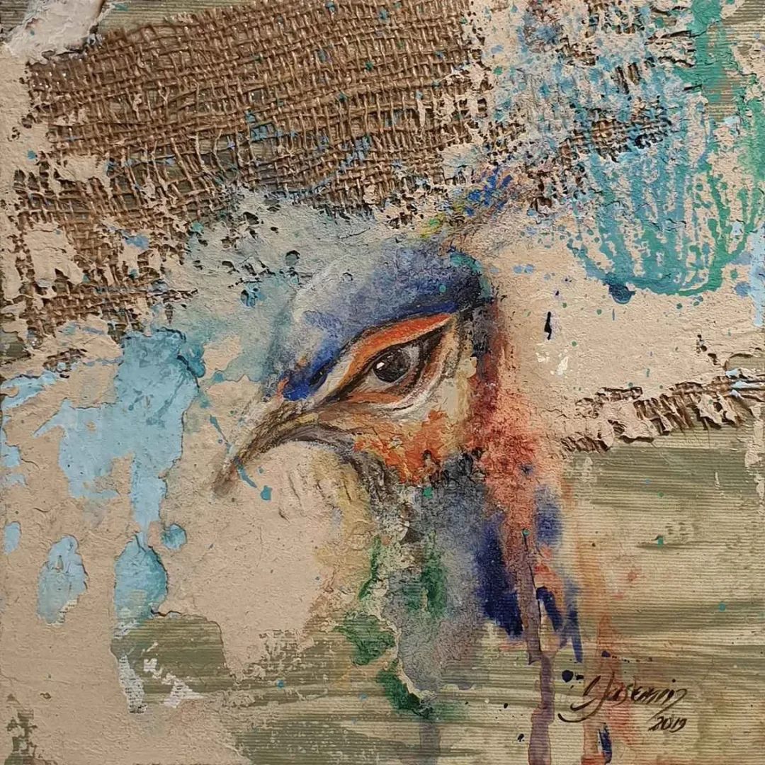 YASEMİN GÜLER YILDIZ — “İsimsiz”, 2019 "İsimsiz" eseri YASEMİN GÜLER YILDIZ tarafından 2019 yılında 25x25 cm ölçülerinde Tuval üzeri karışık teknik tekniği ile yapılmıştır.