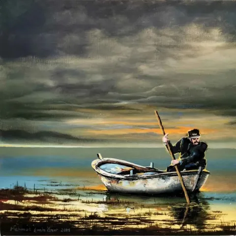 MEHMET EMİN ÖZER — “Untitled”, 2019 "İsimsiz" eseri MEHMET EMİN ÖZER tarafından 2019 yılında 25x25 cm ölçülerinde Tuval üzeri yağlı boya tekniği ile yapılmıştır.
