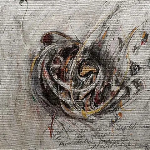HALİL COŞKUN — “Untitled”, 2019 "İsimsiz" eseri HALİL COŞKUN tarafından 2019 yılında 25x25 cm ölçülerinde Tuval üzeri yağlı boya tekniği ile yapılmıştır.