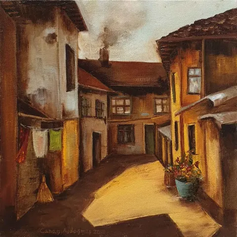 "İsimsiz" eseri CANAN AYDOĞMUŞ tarafından 2019 yılında 25x25 cm ölçülerinde Tuval üzeri yağlı boya tekniği ile yapılmıştır.