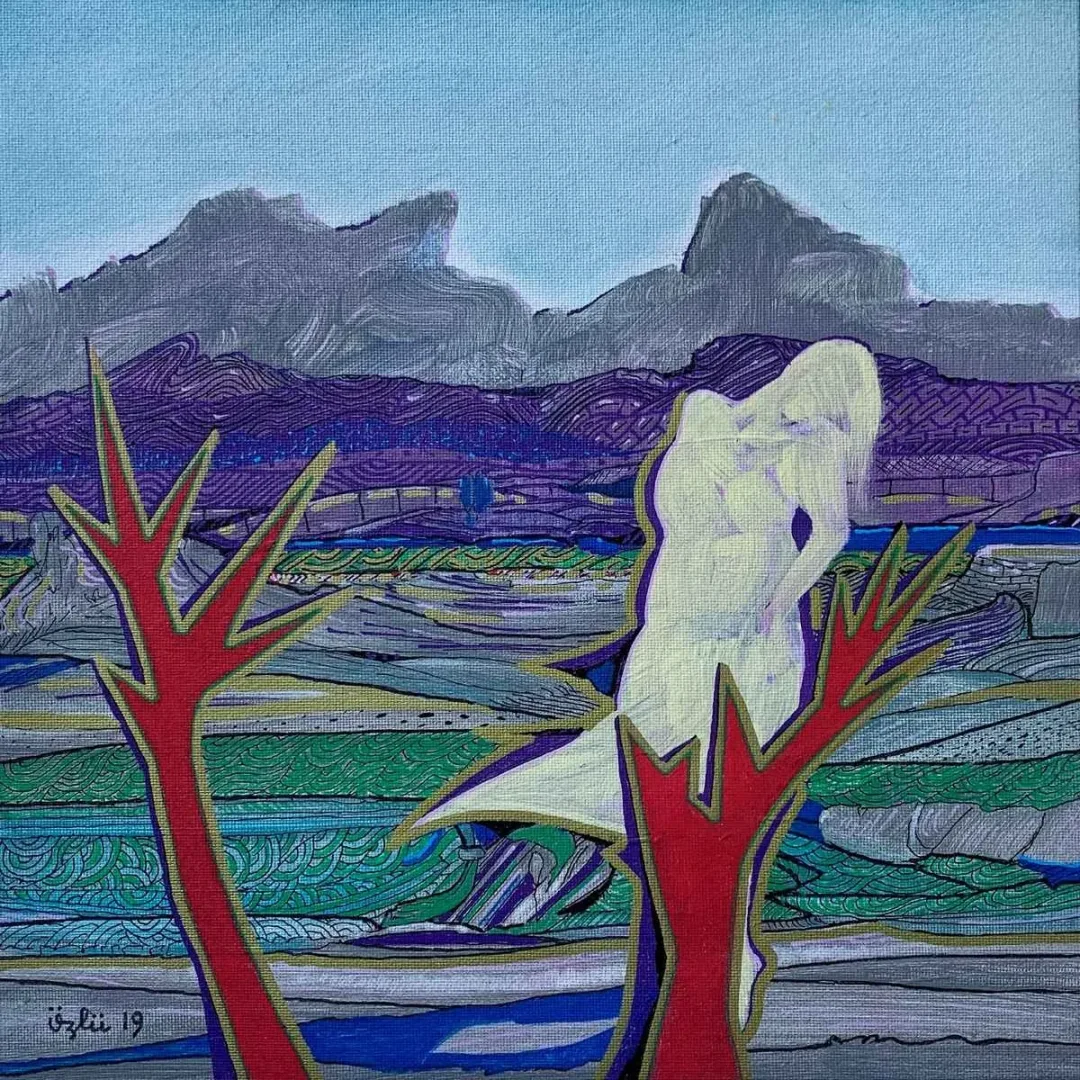 NECMETTİN ÖZLÜ — “İsimsiz”, 2019 "İsimsiz" eseri NECMETTİN ÖZLÜ tarafından 2019 yılında 25x25 cm ölçülerinde Tuval üzeri akrilik boya tekniği ile yapılmıştır.