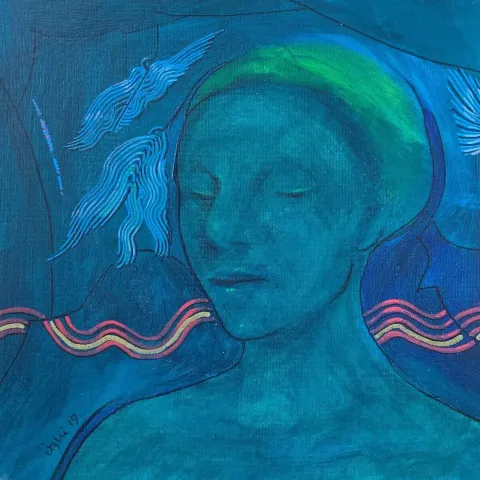 NECMETTİN ÖZLÜ — “Untitled”, 2019 "İsimsiz" eseri NECMETTİN ÖZLÜ tarafından 2019 yılında 25x25 cm ölçülerinde Tuval üzeri akrilik boya tekniği ile yapılmıştır.