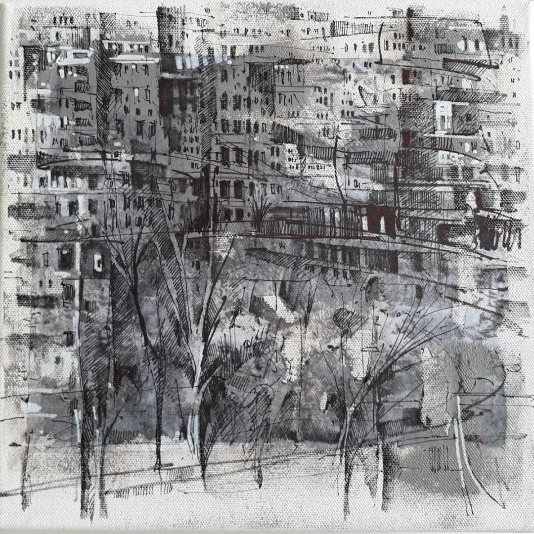 AYHAN ÇETİN — “İsimsiz”, 2019 "İsimsiz" eseri AYHAN ÇETİN tarafından 2019 yılında 25x25 cm ölçülerinde Tuval üzeri akrilik boya tekniği ile yapılmıştır.