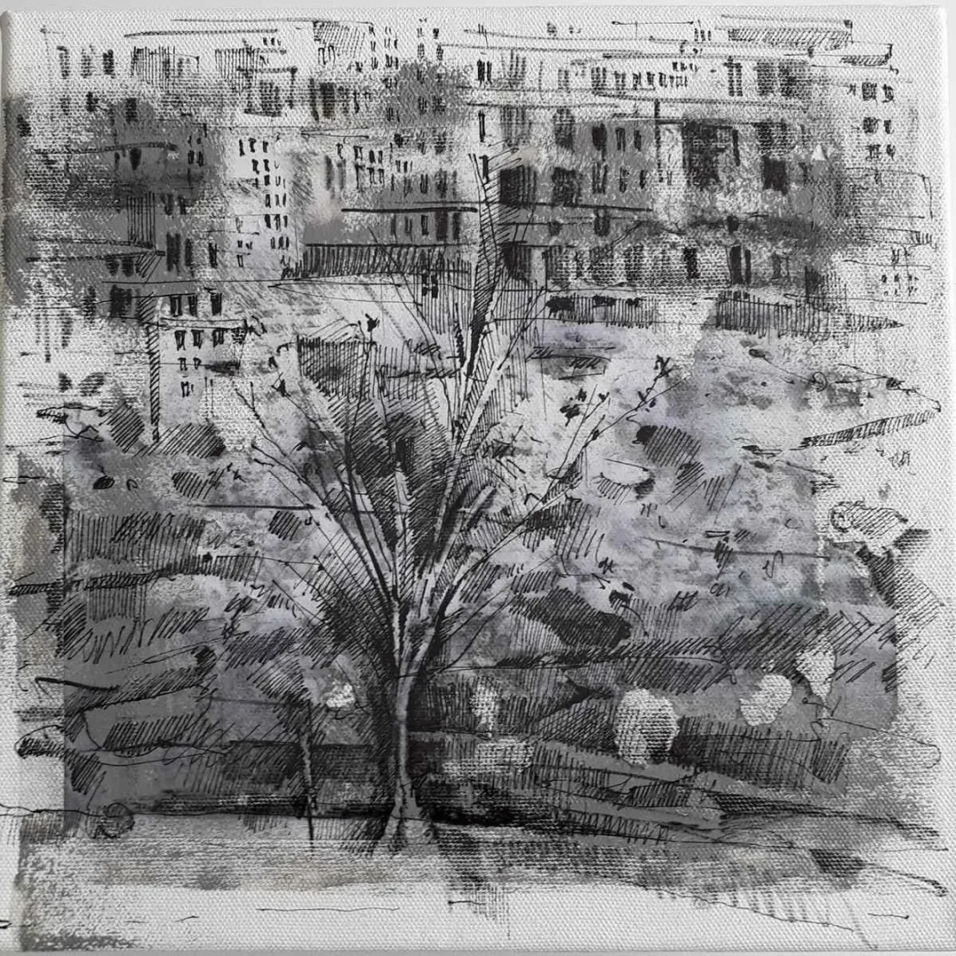 AYHAN ÇETİN — “İsimsiz”, 2019 "İsimsiz" eseri AYHAN ÇETİN tarafından 2019 yılında 25x25 cm ölçülerinde Tuval üzeri akrilik boya tekniği ile yapılmıştır.