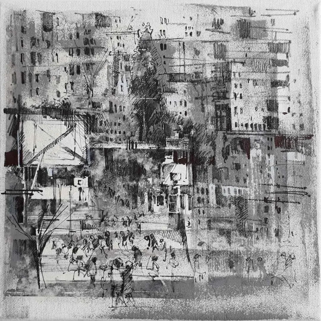 AYHAN ÇETİN — “İsimsiz”, 2019 "İsimsiz" eseri AYHAN ÇETİN tarafından 2019 yılında 25x25 cm ölçülerinde Tuval üzeri akrilik boya tekniği ile yapılmıştır.