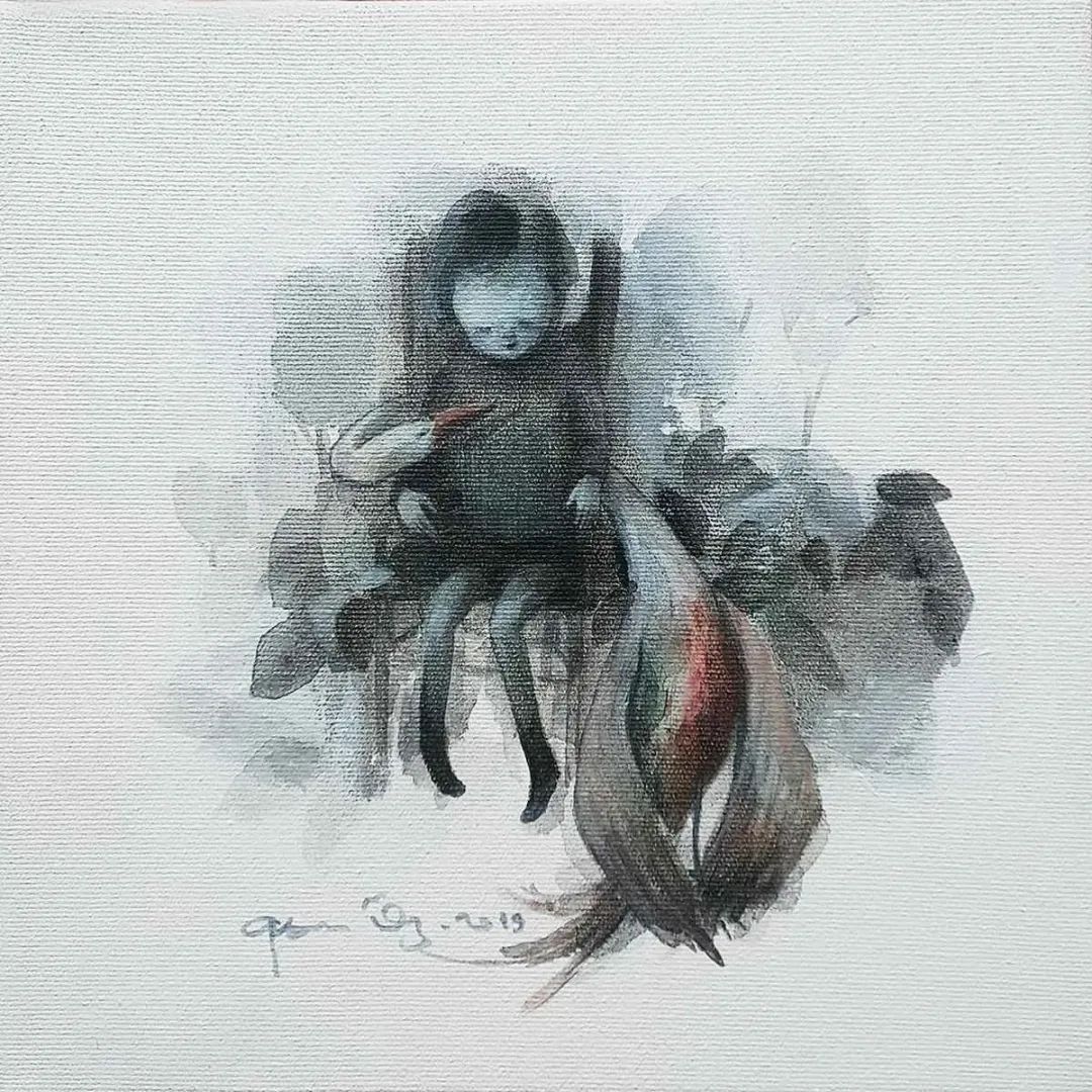 AYSUN ÖZ — “İsimsiz”, 2019 "İsimsiz" eseri AYSUN ÖZ tarafından 2019 yılında 25x25 cm ölçülerinde Tuval üzeri akrilik boya tekniği ile yapılmıştır.