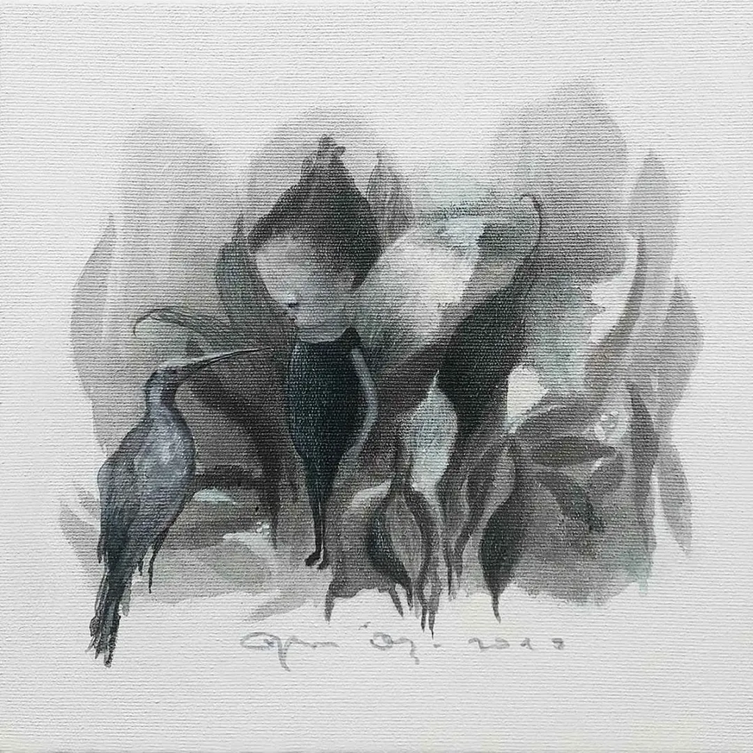 AYSUN ÖZ — “İsimsiz”, 2019 "İsimsiz" eseri AYSUN ÖZ tarafından 2019 yılında 25x25 cm ölçülerinde Tuval üzeri akrilik boya tekniği ile yapılmıştır.