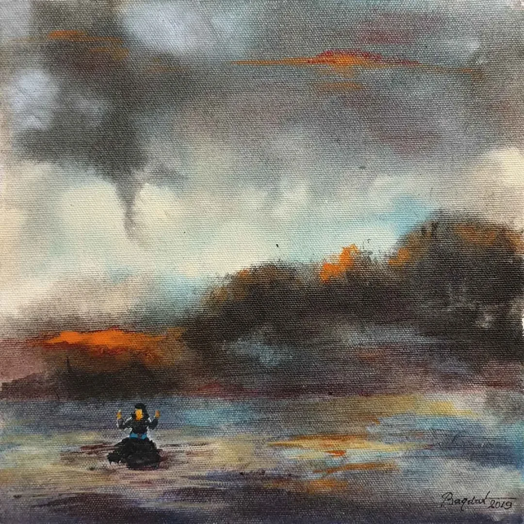 yakınlaştır "İsimsiz" eseri BAĞDAT DEMİRCİOĞLU tarafından 2019 yılında 25x25 cm ölçülerinde Tuval üzeri yağlı boya tekniği ile yapılmıştır.