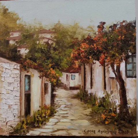 "İsimsiz" eseri CANAN AYDOĞMUŞ tarafından 2019 yılında 25x25 cm ölçülerinde Tuval üzeri yağlı boya tekniği ile yapılmıştır.