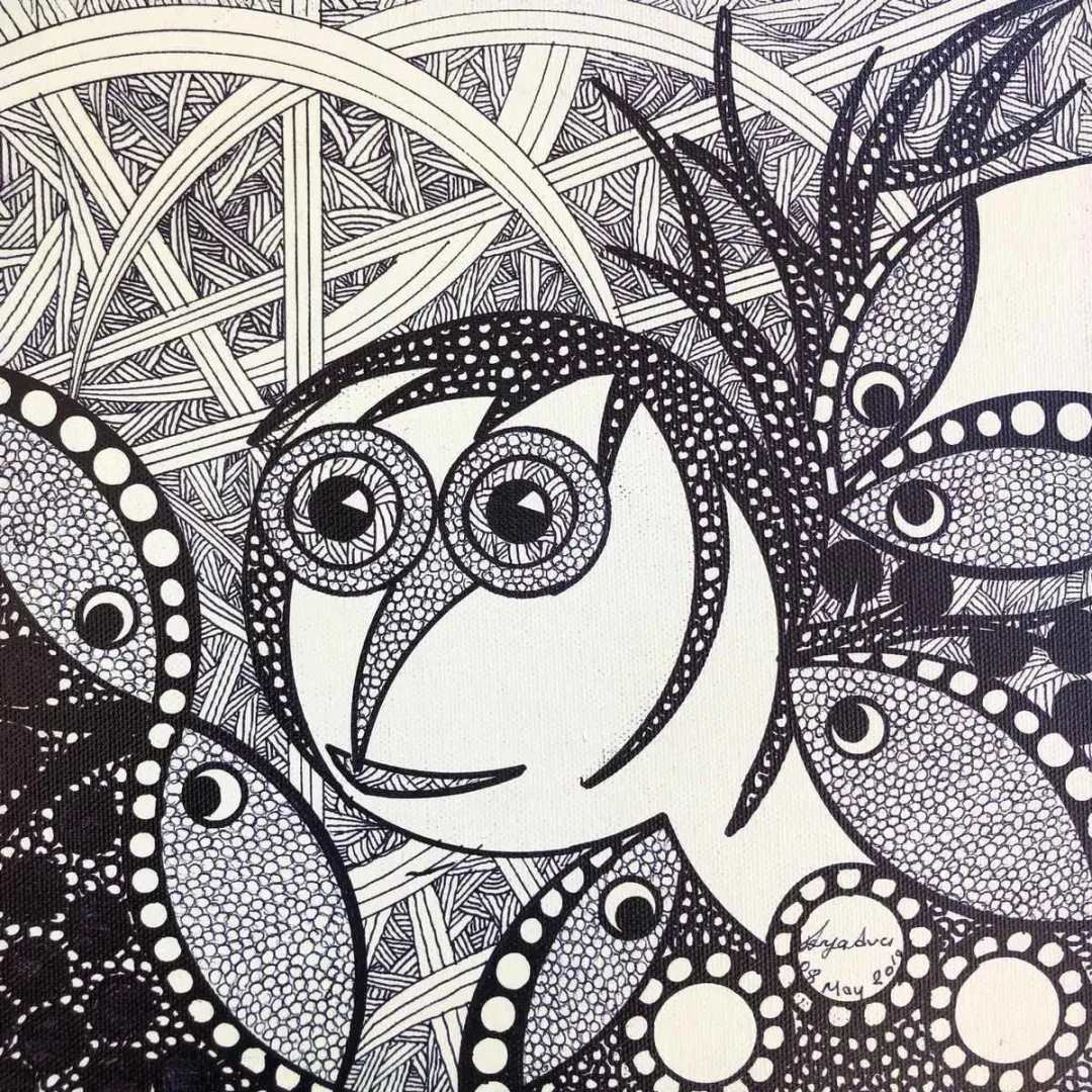 DERYA AVCI — “İsimsiz”, 2019 "İsimsiz" eseri DERYA AVCI tarafından 2019 yılında 25x25 cm ölçülerinde Tuval üzeri akrilik boya tekniği ile yapılmıştır.