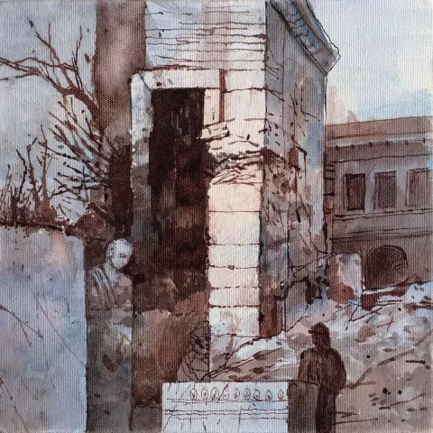 "İsimsiz" eseri COŞKUN SAMİ tarafından 2019 yılında 25x25 cm ölçülerinde Tuval üzeri yağlı boya tekniği ile yapılmıştır.