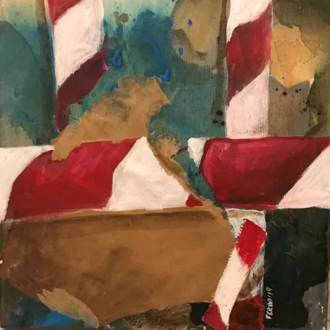 "İsimsiz" eseri FERDA OLKUN tarafından 2019 yılında 25x25 cm ölçülerinde Tuval üzeri yağlı boya tekniği ile yapılmıştır.