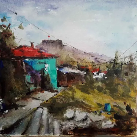 "İsimsiz" eseri FİKRİYE ATİK GÜNEŞ tarafından 2019 yılında 25x25 cm ölçülerinde Tuval üzeri akrilik boya tekniği ile yapılmıştır.