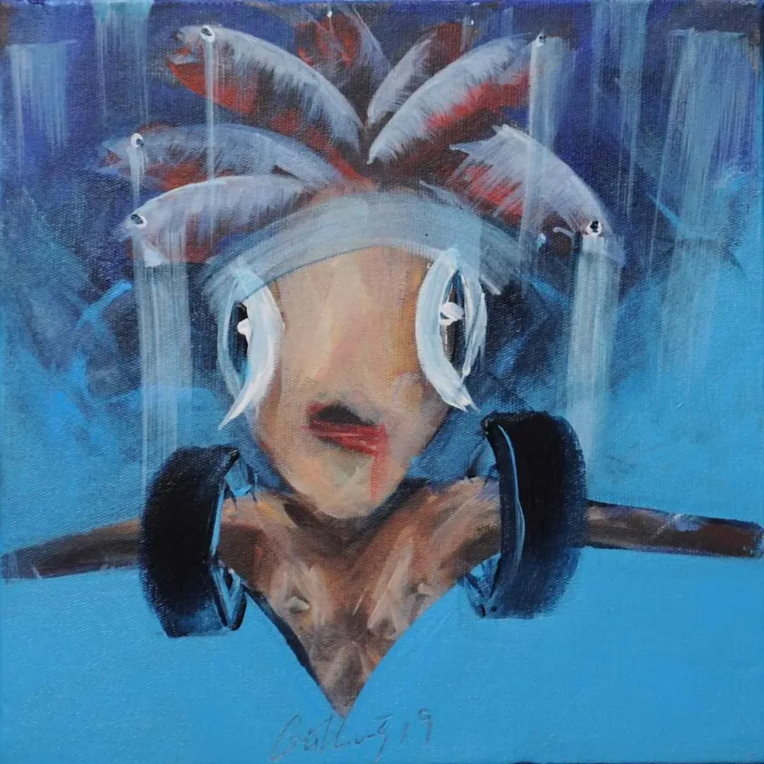 GÜLBUĞ MUKADDES KILINÇ — “İsimsiz”, 2019 "İsimsiz" eseri GÜLBUĞ MUKADDES KILINÇ tarafından 2019 yılında 25x25 cm ölçülerinde Tuval üzeri yağlı boya tekniği ile yapılmıştır.
