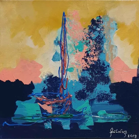 "İsimsiz" eseri GÜLNAZ YILMAZ TEZCAN tarafından 2019 yılında 25x25 cm ölçülerinde Tuval üzeri yağlı boya tekniği ile yapılmıştır.