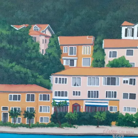 "İsimsiz" eseri GÜLŞAH ÇALHAN tarafından 2019 yılında 25x25 cm ölçülerinde Tuval üzeri yağlı boya tekniği ile yapılmıştır.