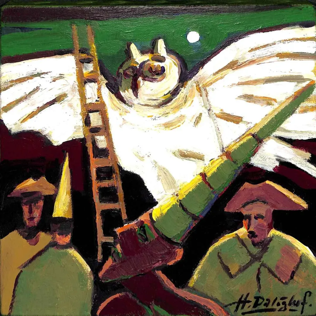 HAKAN DALOĞLU — “İsimsiz”, 2019 "İsimsiz" eseri HAKAN DALOĞLU tarafından 2019 yılında 25x25 cm ölçülerinde Tuval üzeri yağlı boya tekniği ile yapılmıştır.