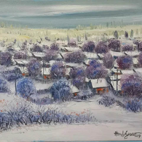 HAMDİ ESER — “Untitled”, 2019 "İsimsiz" eseri HAMDİ ESER tarafından 2019 yılında 25x25 cm ölçülerinde Tuval üzeri yağlı boya tekniği ile yapılmıştır.