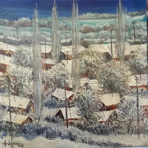 HAMDİ ESER — “Untitled”, 2019 "İsimsiz" eseri HAMDİ ESER tarafından 2019 yılında 25x25 cm ölçülerinde Tuval üzeri yağlı boya tekniği ile yapılmıştır.