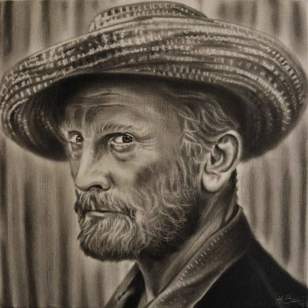 yakınlaştır "Vincent Van Gogh" eseri HASAN BASRİ İNAN tarafından 2019 yılında 25x25 cm ölçülerinde Tuval üzeri yağlı boya tekniği ile yapılmıştır.