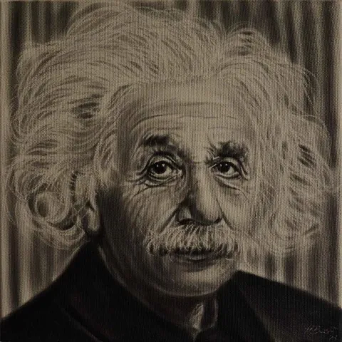 "Albert Einstein" eseri HASAN BASRİ İNAN tarafından 2019 yılında 25x25 cm ölçülerinde Tuval üzeri yağlı boya tekniği ile yapılmıştır.