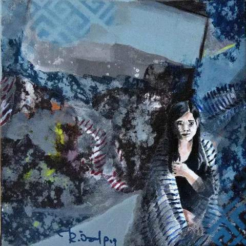 HATİCE KÜBRA ÖZALP — “Untitled”, 2019 "İsimsiz" eseri HATİCE KÜBRA ÖZALP tarafından 2019 yılında 25x25 cm ölçülerinde Tuval üzeri karışık teknik tekniği ile yapılmıştır.