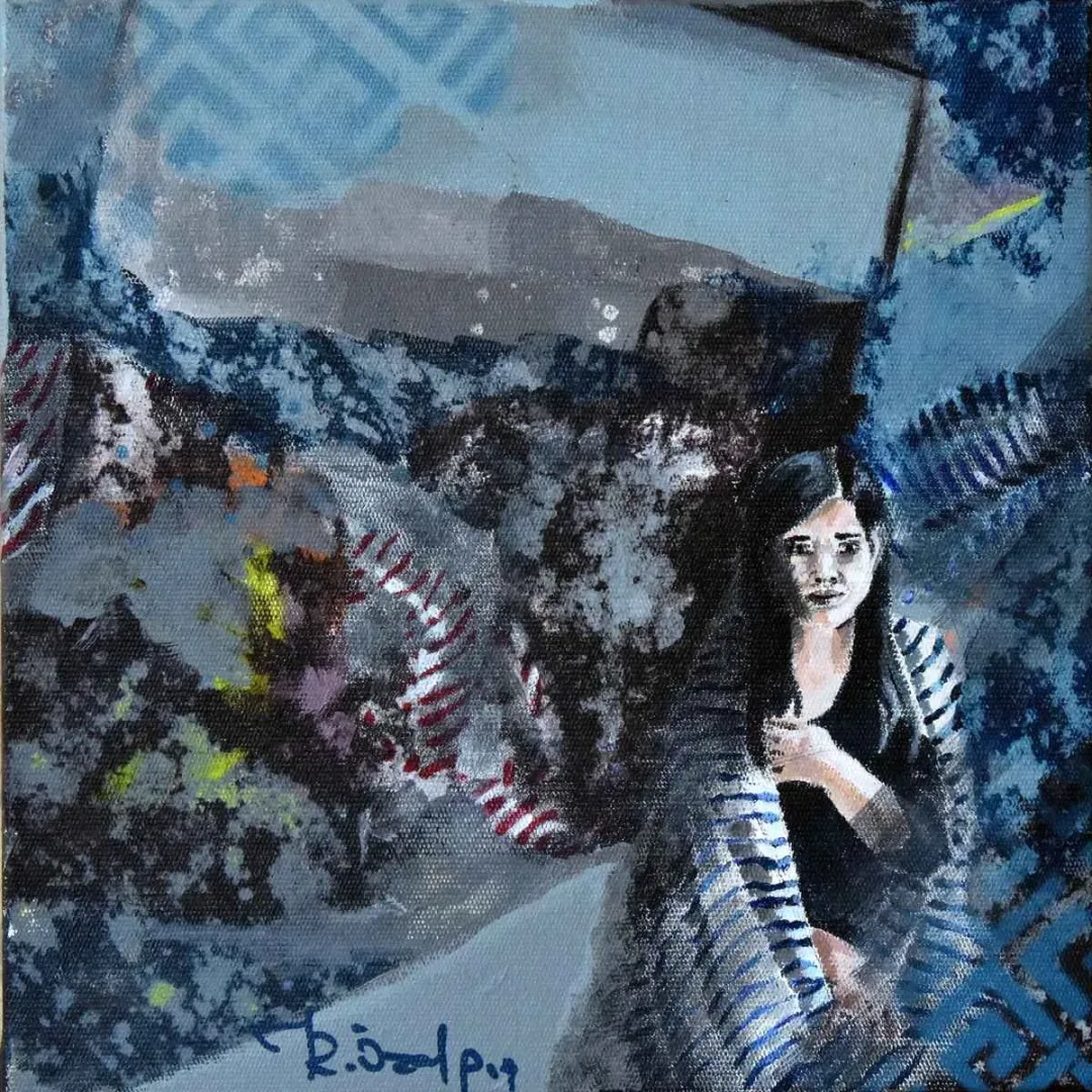 HATİCE KÜBRA ÖZALP — “İsimsiz”, 2019 "İsimsiz" eseri HATİCE KÜBRA ÖZALP tarafından 2019 yılında 25x25 cm ölçülerinde Tuval üzeri karışık teknik tekniği ile yapılmıştır.