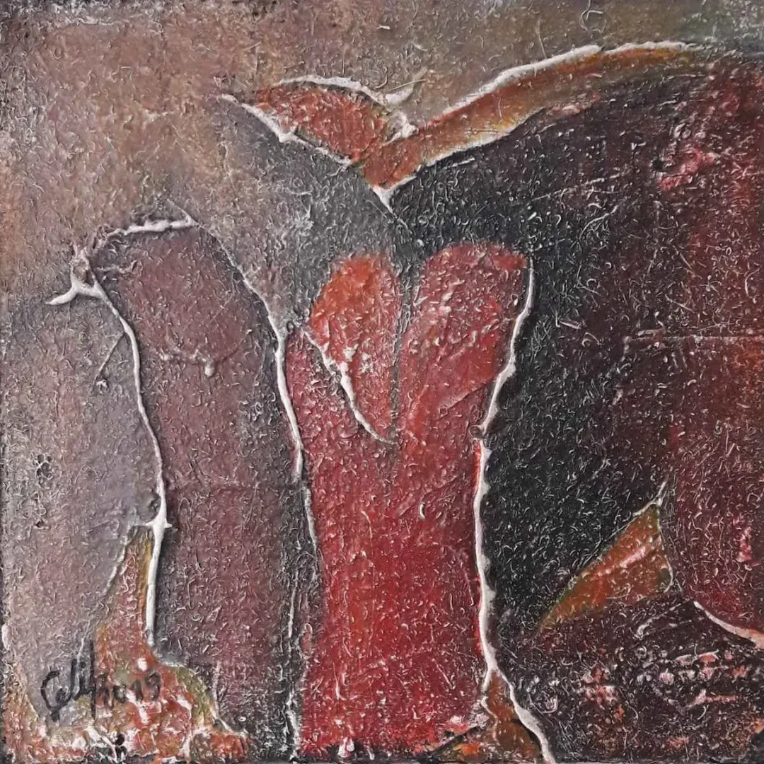 HAYDAR ÇELİK — “İsimsiz”, 2019 "İsimsiz" eseri HAYDAR ÇELİK tarafından 2019 yılında 25x25 cm ölçülerinde Tuval üzeri karışık teknik tekniği ile yapılmıştır.