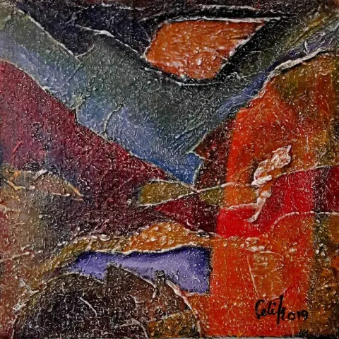 "İsimsiz" eseri HAYDAR ÇELİK tarafından 2019 yılında 25x25 cm ölçülerinde Tuval üzeri karışık teknik tekniği ile yapılmıştır.