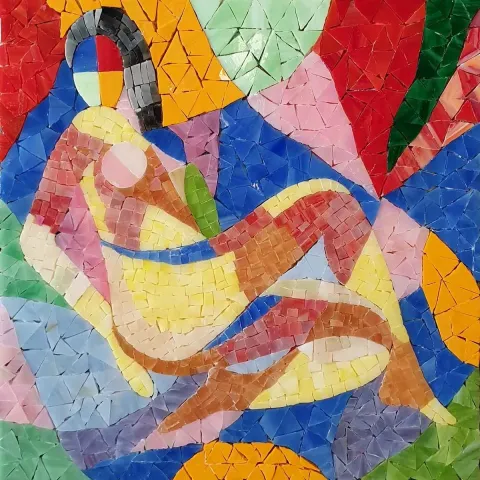 "İsimsiz" eseri HİLMİ TANRISEVER tarafından 2019 yılında 25x25 cm ölçülerinde Cam Mozaik tekniği ile yapılmıştır.
