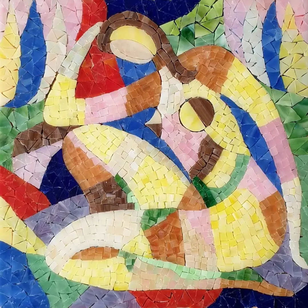 HİLMİ TANRISEVER — “İsimsiz”, 2019 "İsimsiz" eseri HİLMİ TANRISEVER tarafından 2019 yılında 25x25 cm ölçülerinde Cam Mozaik tekniği ile yapılmıştır.