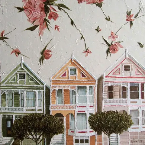 "İsimsiz" eseri HİRA YILMAZ tarafından 2019 yılında 25x25 cm ölçülerinde Tuval üzeri yağlı boya tekniği ile yapılmıştır.