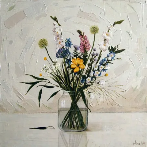 HİRA YILMAZ — “İsimsiz”, 2019 "İsimsiz" eseri HİRA YILMAZ tarafından 2019 yılında 25x25 cm ölçülerinde Tuval üzeri yağlı boya tekniği ile yapılmıştır.