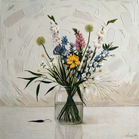"İsimsiz" eseri HİRA YILMAZ tarafından 2019 yılında 25x25 cm ölçülerinde Tuval üzeri yağlı boya tekniği ile yapılmıştır.