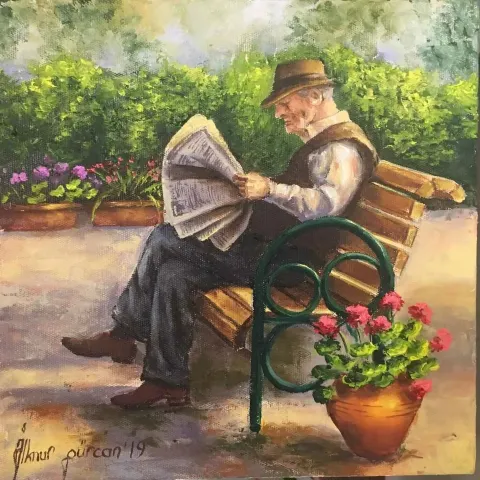 İLKNUR GÜRCAN — “Untitled”, 2019 "İsimsiz" eseri İLKNUR GÜRCAN tarafından 2019 yılında 25x25 cm ölçülerinde Tuval üzeri yağlı boya tekniği ile yapılmıştır.