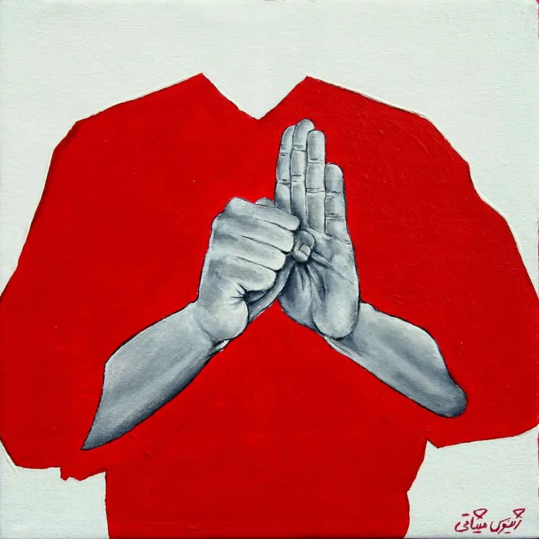 JİNOOS MİSAGHİ — “İsimsiz”, 2019 "İsimsiz" eseri JİNOOS MİSAGHİ tarafından 2019 yılında 25x25 cm ölçülerinde Tuval üzeri akrilik boya tekniği ile yapılmıştır.