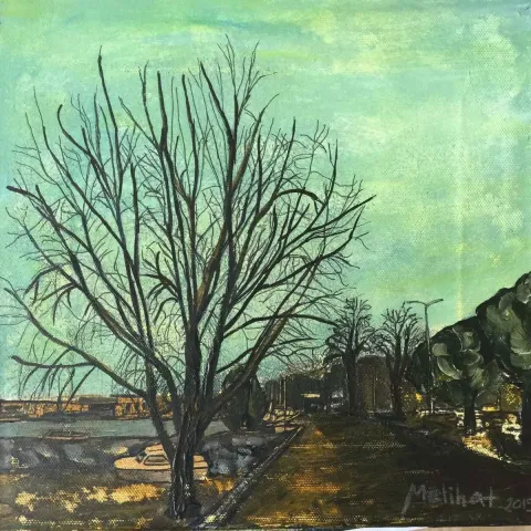 MELİHAT TÜZÜN — “İsimsiz”, 2019 "İsimsiz" eseri MELİHAT TÜZÜN tarafından 2019 yılında 25x25 cm ölçülerinde Tuval üzeri akrilik boya tekniği ile yapılmıştır.