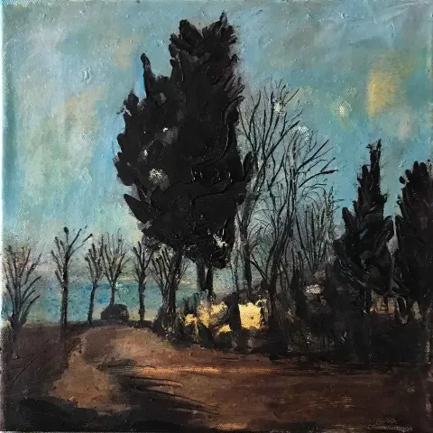 "İsimsiz" eseri MELİHAT TÜZÜN tarafından 2019 yılında 25x25 cm ölçülerinde Tuval üzeri akrilik boya tekniği ile yapılmıştır.