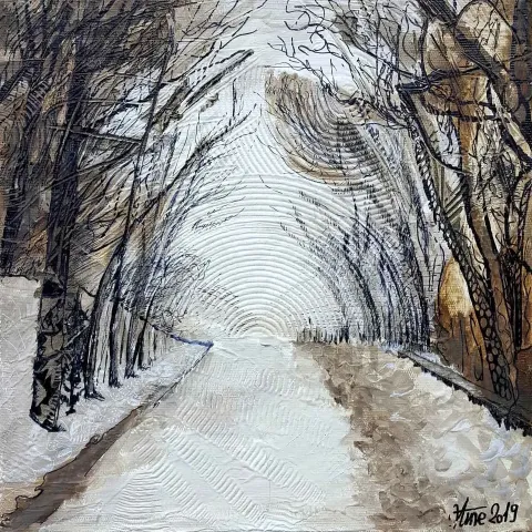 "İsimsiz" eseri MİNE ZEREYALP tarafından 2019 yılında 25x25 cm ölçülerinde Tuval üzeri karışık teknik tekniği ile yapılmıştır.