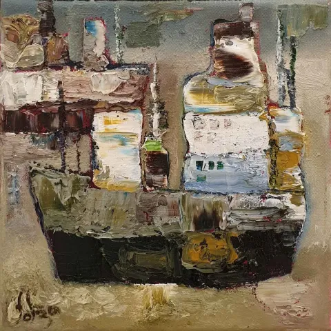 "İsimsiz" eseri MURAT TOLGA tarafından 2019 yılında 25x25 cm ölçülerinde Tuval üzeri yağlı boya tekniği ile yapılmıştır.