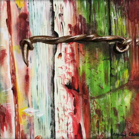 "İsimsiz" eseri NAGİHAN CANER tarafından 2019 yılında 25x25 cm ölçülerinde Tuval üzeri yağlı boya + Seramik tekniği ile yapılmıştır.