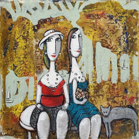 NERMİN ALPAR — “Untitled”, 2019 "İsimsiz" eseri NERMİN ALPAR tarafından 2019 yılında 25x25 cm ölçülerinde Tuval üzeri yağlı boya tekniği ile yapılmıştır.