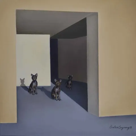 ÖNDER CAYMAZ — “İsimsiz”, 2019 "İsimsiz" eseri ÖNDER CAYMAZ tarafından 2019 yılında 25x25 cm ölçülerinde Tuval üzeri yağlı boya tekniği ile yapılmıştır.