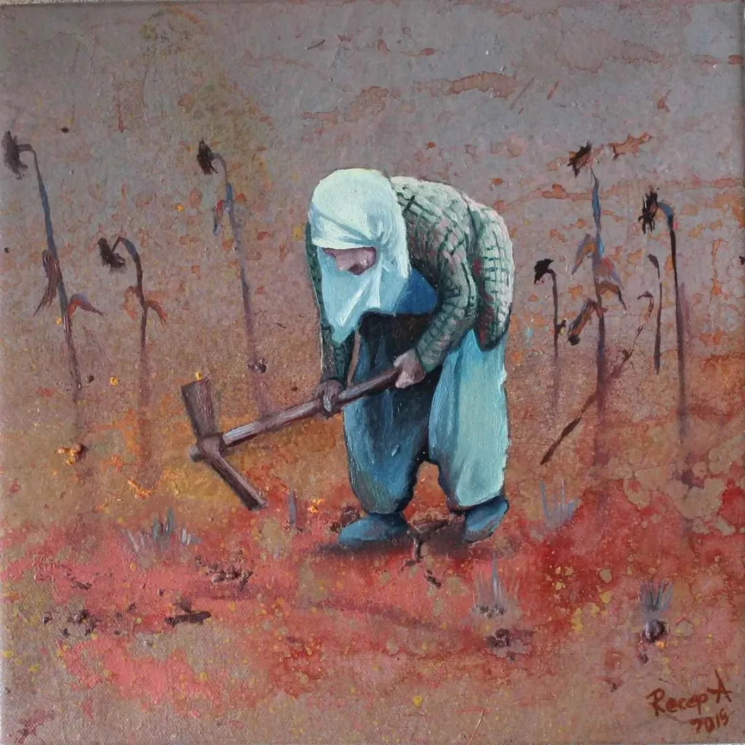 RECEP AKSU — “İsimsiz”, 2019 "İsimsiz" eseri RECEP AKSU tarafından 2019 yılında 25x25 cm ölçülerinde Tuval üzeri yağlı boya tekniği ile yapılmıştır.