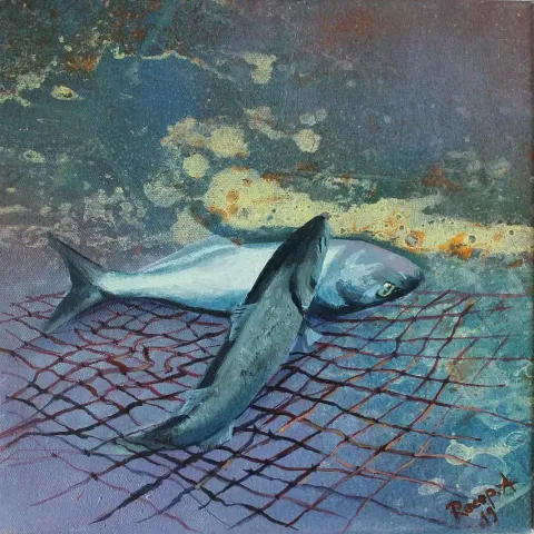 RECEP AKSU — “Untitled”, 2019 "İsimsiz" eseri RECEP AKSU tarafından 2019 yılında 25x25 cm ölçülerinde Tuval üzeri yağlı boya tekniği ile yapılmıştır.