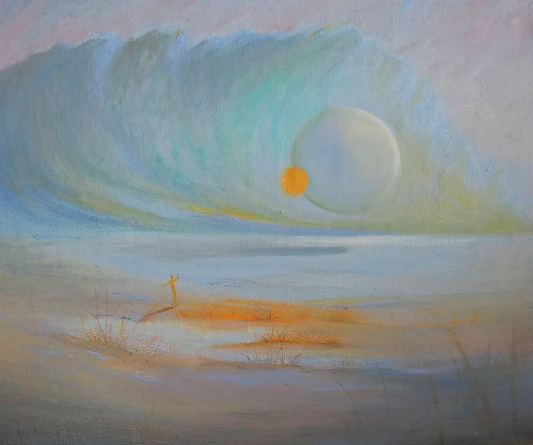 yakınlaştır "Yeni Evren Üçlemesi-1" eseri YUSUF ŞENGÜR tarafından 2019 yılında 50x60 cm ölçülerinde Tuval üzeri yağlı boya tekniği ile yapılmıştır.