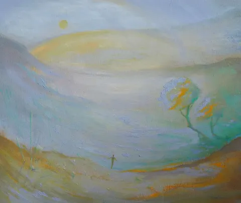 "Yeni Evren Üçlemesi-2" eseri YUSUF ŞENGÜR tarafından 2019 yılında 50x60 cm ölçülerinde Tuval üzeri yağlı boya tekniği ile yapılmıştır.